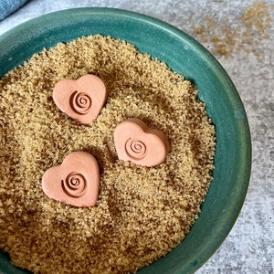 Handmade Terracotta Heart: Brown Sugar Keeper or Oil Diffuser Set