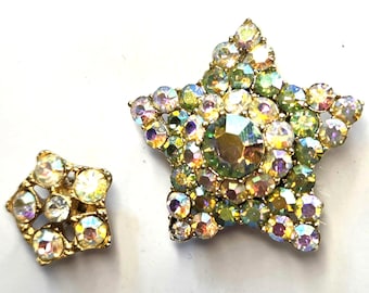 Vintage sterren sieradenmagneten, set van 2 AB strass unieke geschenken en decor