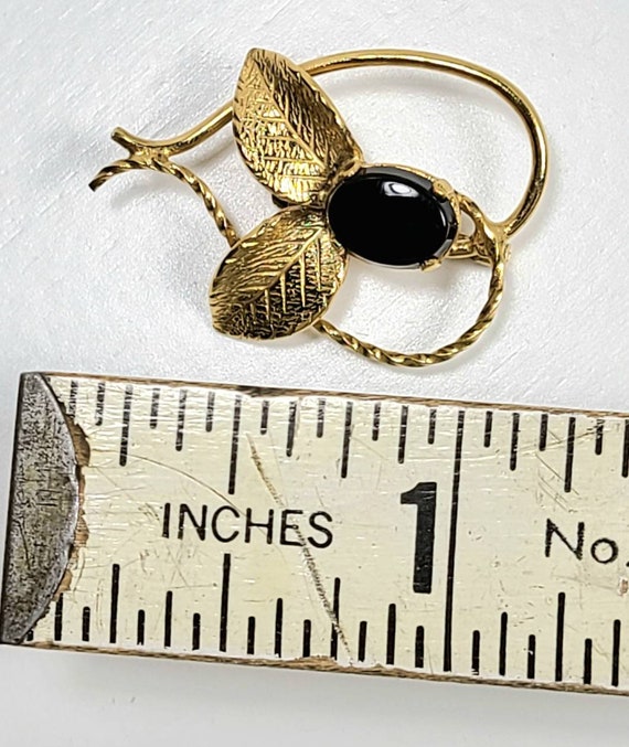 Black Onyx 14k Gold Filled Heart Wreath Vintage B… - image 5