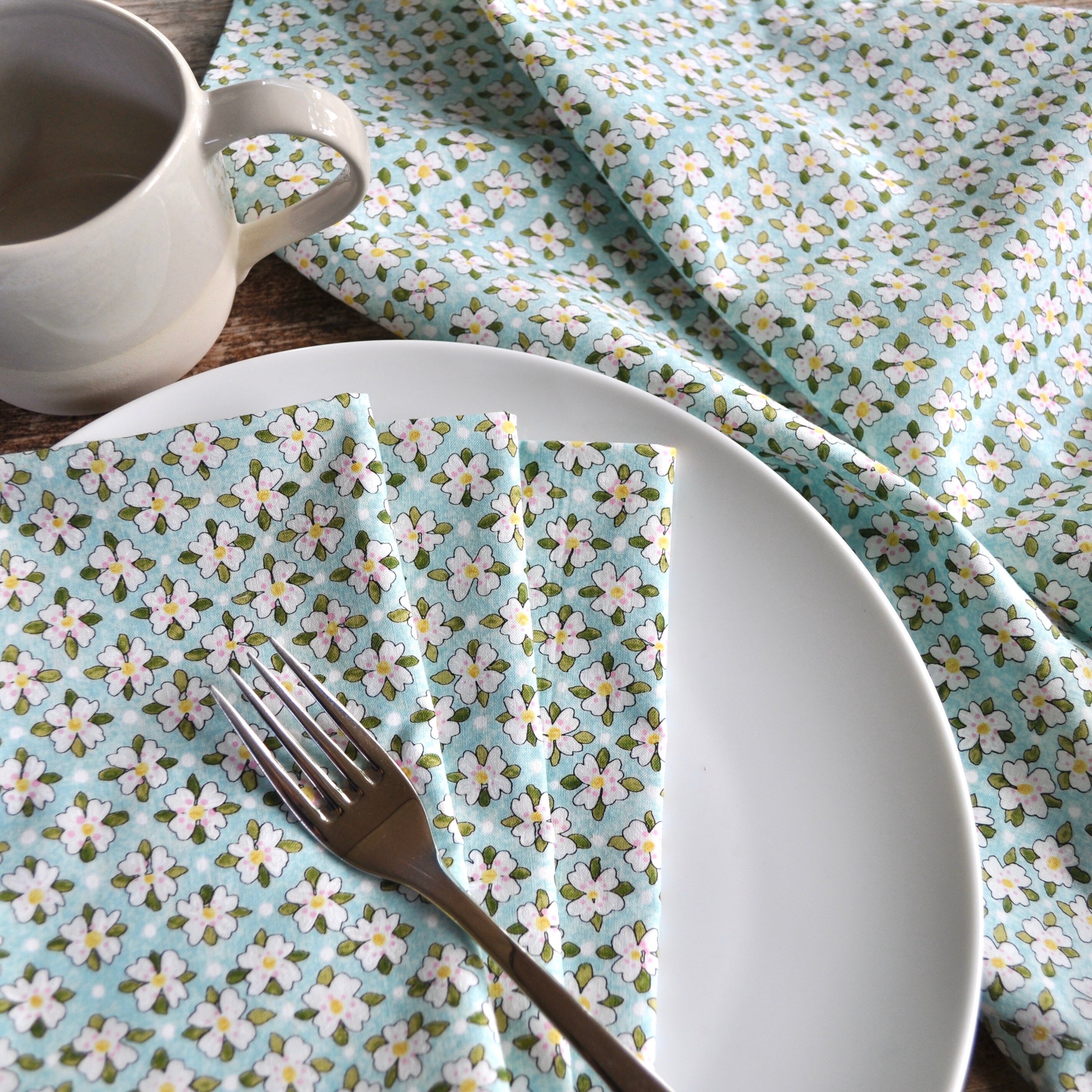 Cotton Napkins Handmade Reusable Cute Floral Print Light Etsy