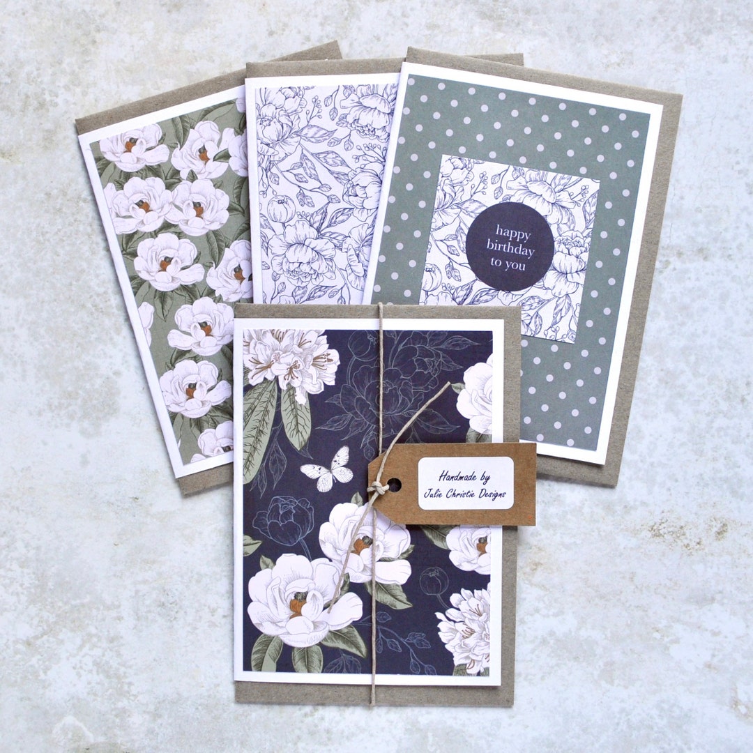 Handmade Floral Greeting Cards: Colorful Paper Card Set - Etsy