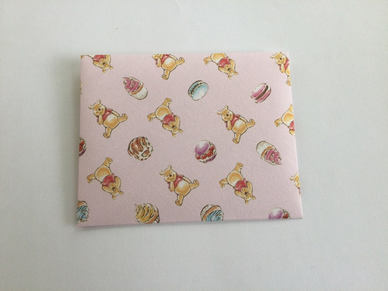 Pooh envelopes, baby shower envelope set, animal snail mail, planner accessories, stationery, gift idea, set of 5 image 4