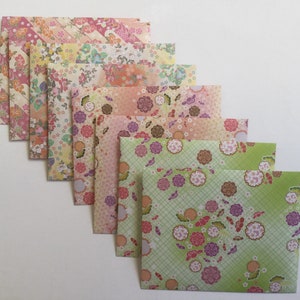 Floral envelopes, japanese stationery, snail mail, happy mail, handmade small envelopes, set of 8, floral pattern