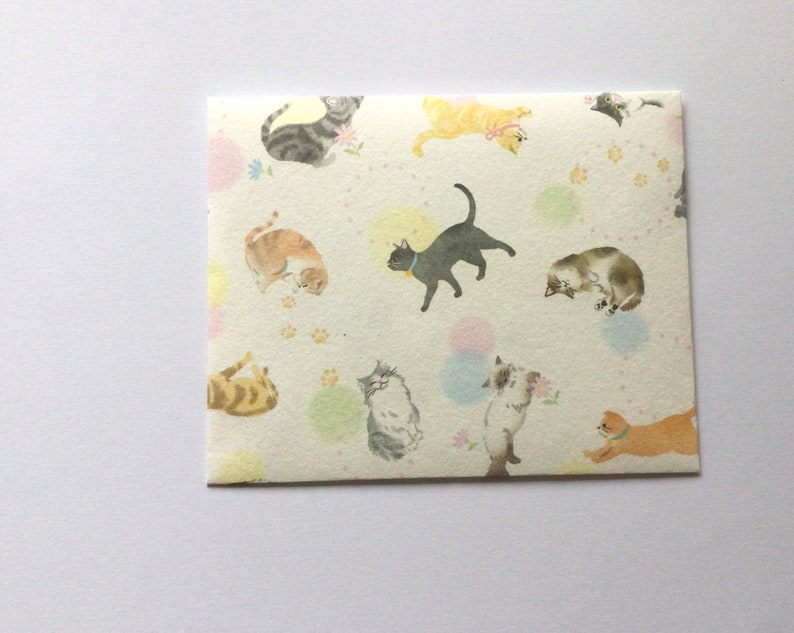 Cat / kitten envelopes, cat stationery, snail mail, happy mail, handmade small envelopes, set of 4, cute pattern, baby shower image 4