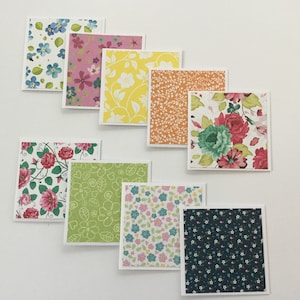 Mini flower cards, floral gift cards, thank you cards, note cards, gift tags, any occasion, set of 9