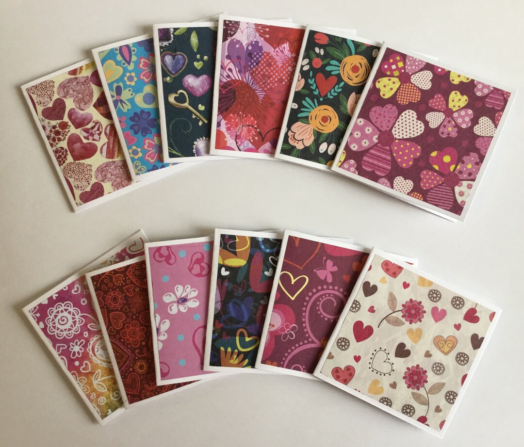 Heart Mini Cards, Set of 12, Valentine's Day Notes - Etsy