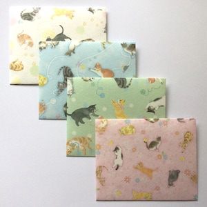 Cat / kitten envelopes, cat stationery, snail mail, happy mail, handmade small envelopes, set of 4, cute pattern, baby shower image 1