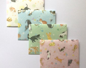 Cat / kitten envelopes, cat stationery, snail mail, happy mail, handmade small envelopes, set of 4, cute pattern, baby shower