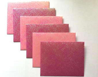 Sobres de colores Pink Sparkly Small, papelería de sirena, correo postal, bolsillos de diario, amigo por correspondencia, conjunto de 6