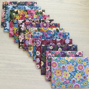 Pretty floral small envelopes and cards, flower japanese stationery, snail mail, happy mail, handmade, set of 12