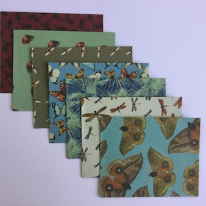 Insect envelopes, bug stationery, snail mail, happy mail, handmade small envelopes, set of 8, patterned, spring