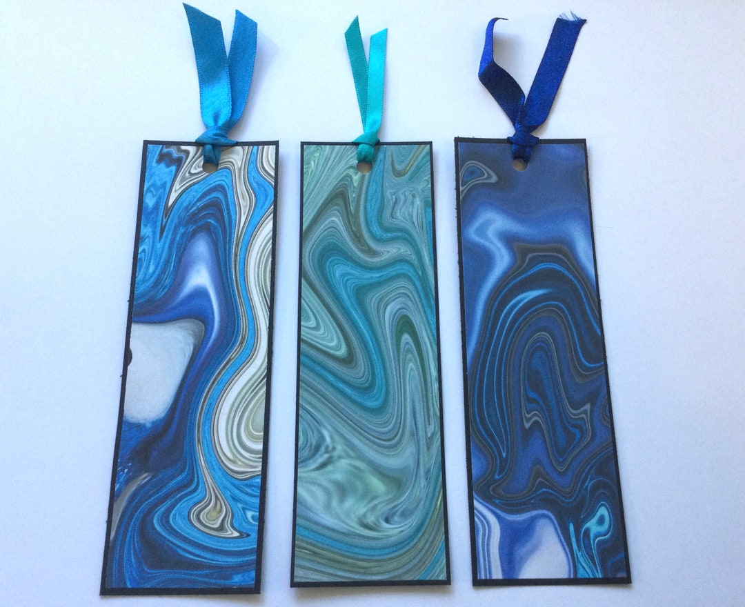 Blue Marble Pattern Paper Bookmarks, Birthday Gift Idea, Book Lover ...