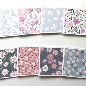 Mini flower gift card set for any occasion, purple floral note cards, thank you cards, blank cards, flower gift tag, shop notes, set of 8