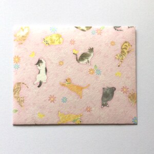 Cat / kitten envelopes, cat stationery, snail mail, happy mail, handmade small envelopes, set of 4, cute pattern, baby shower image 2