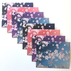 Cherry blossom envelopes, japanese stationery, snail mail, happy mail, handmade small envelopes, set of 8, floral pattern