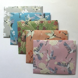 Crane envelopes, japanese stationery, spring snail mail, happy mail, handmade small envelopes, set of 5