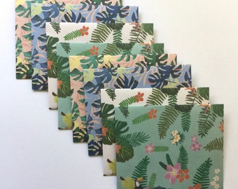 Leaf envelopes, small envelope set, tropical snail mail, planner accessories, leaf stationery, gift  idea, set of 8