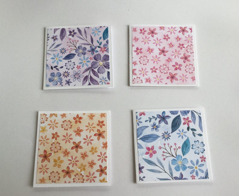 Spring cards, Flower cards, Floral pastel cards, watercolour mini card set, gift cards, thank you cards, note cards, mini notes, set of 8 image 2