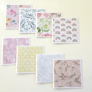 Florale Mini-Karten, Geschenkkarten 8er-Set, Pastell-Blanko-Karten, Natur botanische Karten, Mini-Notizkarten