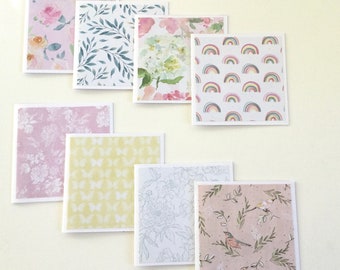 Mini cartes-cadeaux florales : cartes de correspondance botaniques pastel, lot de 8