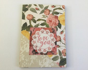 Floral Mini album vintage style, botanical journaling supplies, art journal, snail mail, happy mail, penpal, ready to ship