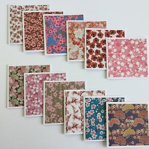 Cherry blossom mini cards, wedding thank you cards, flower mini note card set, blank, gift tag, lunch notes shop notes, set of 12, 7 x 7cm