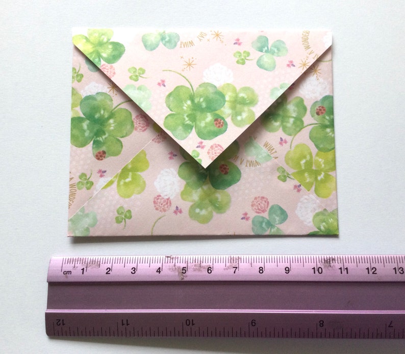 St Patricks envelopes, clover patterned envelope, snail mail, letter writing, stationery, pen pal, set of 8 image 4