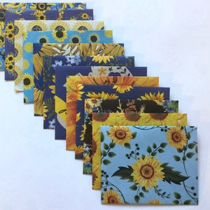 Sunflower envelopes, floral stationery, snail mail, happy mail, handmade small envelopes, set of 12