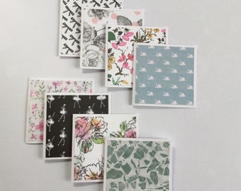 Mini card set, ballet cards, floral cards, gift cards, thank you cards, note cards, mini notes, set of 8