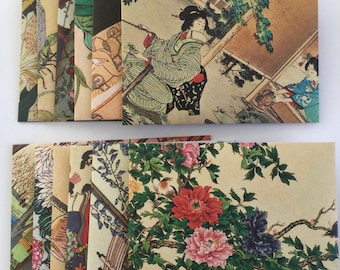 Japanese Garden Print Envelopes: Handmade Stationery Set of 12