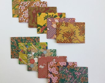 Japanese envelopes, mini cards, mini envelopes, japanese stationery, snail mail japanese style, handmade small envelopes, set of 12, spring
