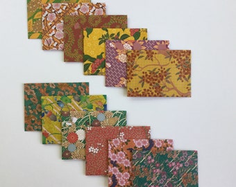 Handmade Japanese Origami Envelopes: Floral Mini Cards, Set of 12