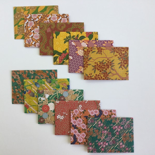 Japanese envelopes, mini cards, mini envelopes, japanese stationery, snail mail japanese style, handmade small envelopes, set of 12, spring