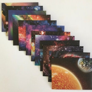 Galaxy envelopes, space theme, snail mail, space paper, handmade envelopes, astronomy theme, small envelopes,  set of 12