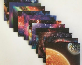 Galaxy envelopes, space theme, snail mail, space paper, handmade envelopes, astronomy theme, small envelopes,  set of 12