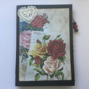 Diario basura de rosas, diario de gratitud hecho a mano, correo feliz rosa / floral, amigo por correspondencia, listo para enviar