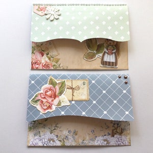 Flip / envelope pocket, Journal pastel pockets, junk journal insert, journal ephemera, snail mail gift