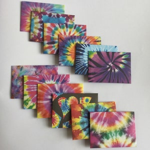 Mini envelopes and cards, tie dye envelopes, mini stationery, snail mail, handmade small envelopes, set of 12, bright, summer