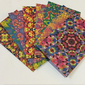 Sobres caleidoscopio, amigo por correspondencia, notas para lonchera, notas de amor, papelería, patrón/color brillante, sobres bonitos, juego de 12