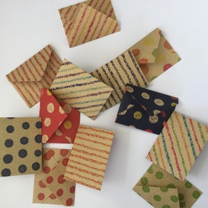 Mini sobres kraft con lunares y rayas, carta del Hada de los Dientes, nota de amor, baby shower, nota para lonchera, recuerdo de boda, juego de 12