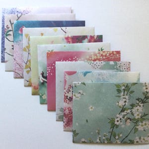 Cherry blossom tree envelopes, nature stationery, snail mail, happy mail, handmade small envelopes, set of 10