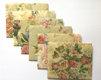 Vintage style floral envelopes, flower stationery lover gift, snail mail, happy mail, handmade small envelopes, set of 6, spring vibes