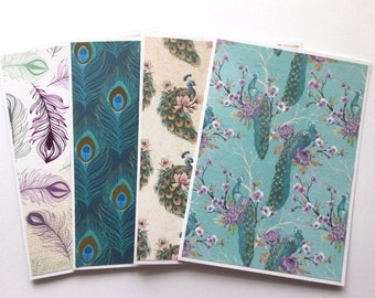 Peacocks Note Card Set of 10 in White or Light Ivory With Matching ...