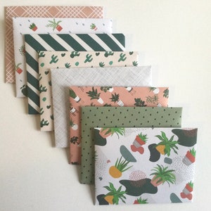 Saftige Briefumschläge, kleines Briefumschlag-Set, botanische Schneckenpost, Planerzubehör, Kaktus-Briefpapier, Geschenkidee, 8er-Set