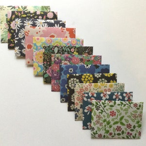 Small flower envelopes, mini envelopes and cards, japanese stationery, snail mail, set of 12, floral spring