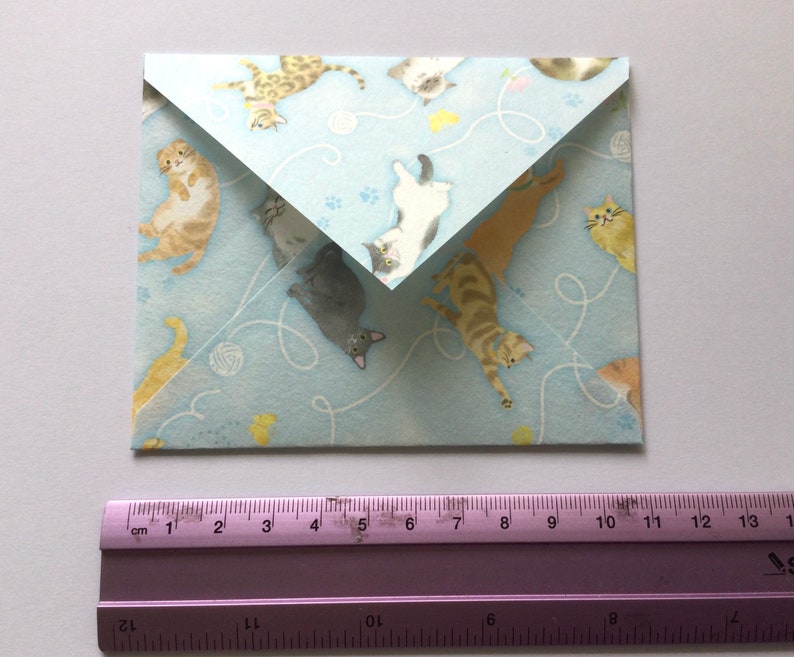 Cat / kitten envelopes, cat stationery, snail mail, happy mail, handmade small envelopes, set of 4, cute pattern, baby shower image 6