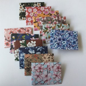 Small flower Japanese envelopes, mini cards, cherry blossom mini envelopes, japanese stationery, snail mail, set of 12, floral spring