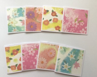 Mini flower cards, floral gift cards, thank you cards, note cards, gift tags, any occasion, set of 8