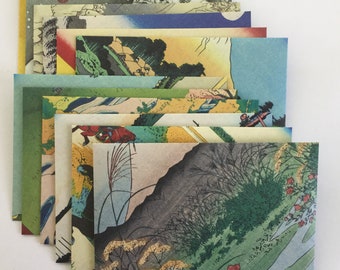 Japanese Woodblock Print Envelopes: Handmade Stationery Set of 12