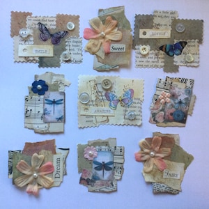Fornitura di diario, cluster di collage di farfalle, stile vintage, effimeri di journaling, scrapbooking, posta ordinaria, artigianato con la carta, set di 9
